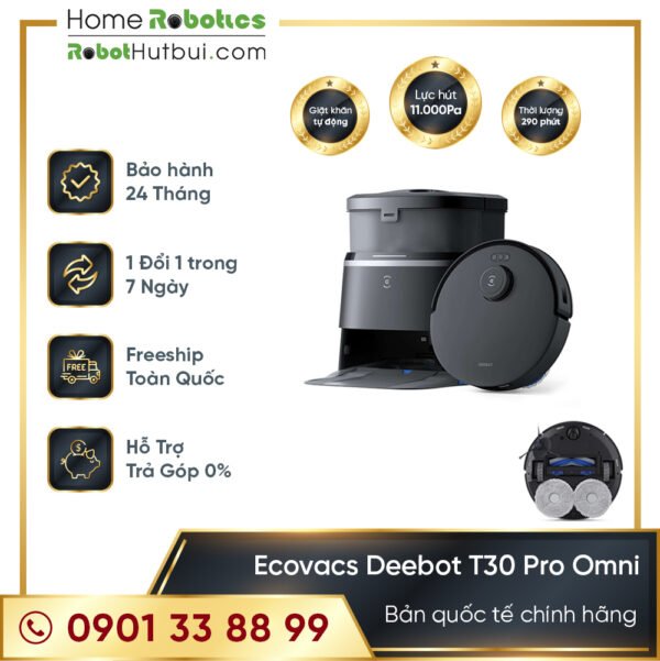 Robot hút bụi lau nhà Ecovacs Deebot T30 Pro Omni