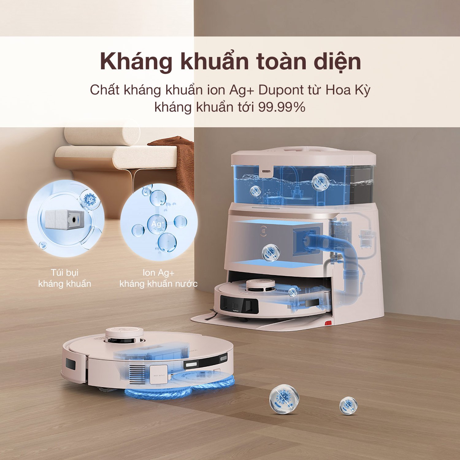 Robot hút bụi lau nhà Ecovacs Deebot T30 Pro Omni